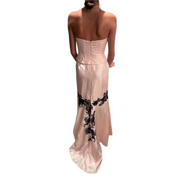 Jovani Strapless Gown Pink/Black - Picture 4 of 6